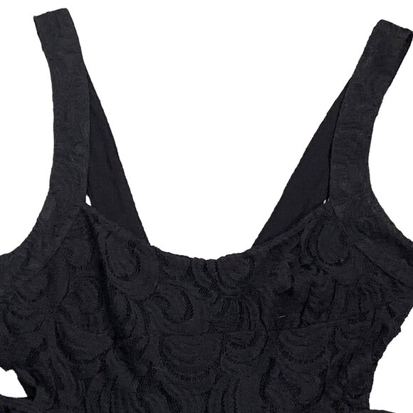 Free People Dress Womens 6 Black Lace V Back Sleeveless Mini TURN TIME BACK Y2K - Picture 9 of 16